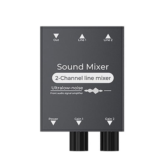 AOOOWER 2 Channel 3.5mm Sound Mixer Sound Mixing Machine For Podcasting Switching Portab