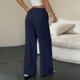 thumbnail image 4 of ASDFVBKG Wide Leg Pants for Women Comfy Elastic Wais Lounge Palazzo Trousers Flowy Baggy Loose Beach Travel Pants with Pockets Navy M, 4 of 4