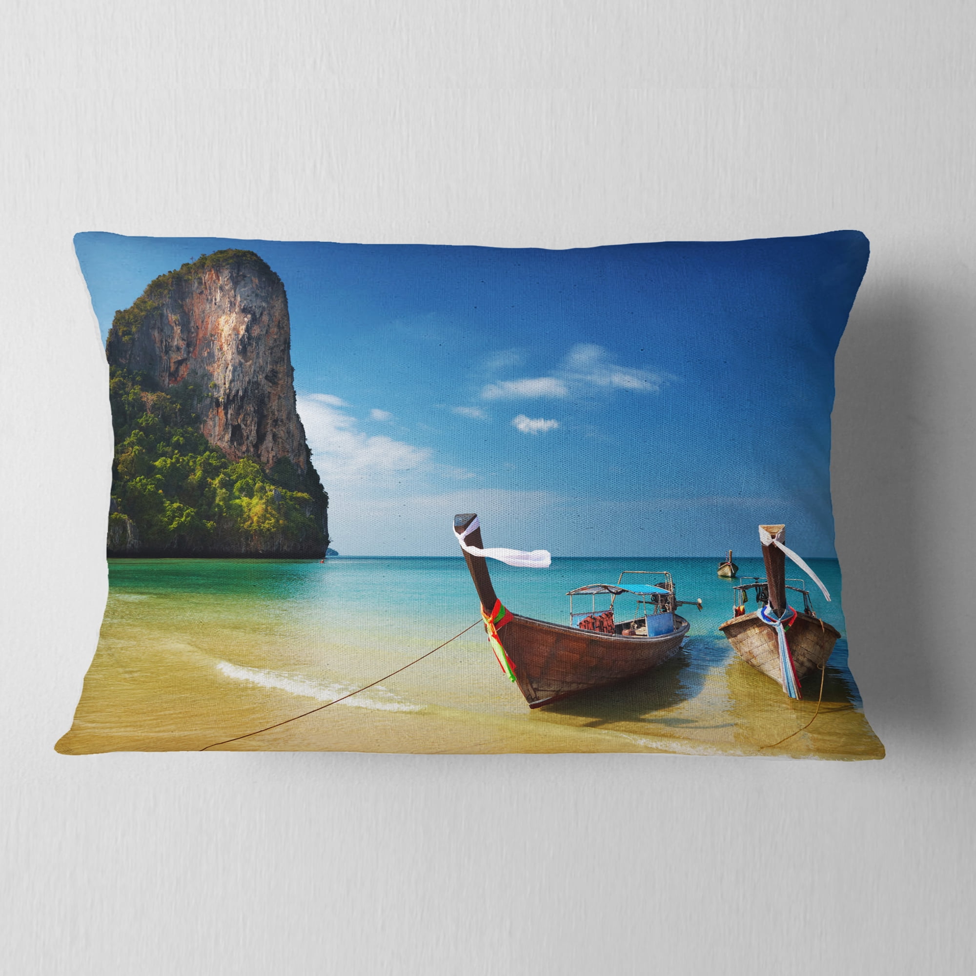 Designart Andaman Sea Tropical Beach - Photography Throw Pillow - 12x20