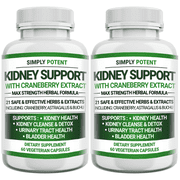Simply Potents Kidney Support Cleanse & Detox Supplement - High Potency 705mg Capsules with 21 Herbs