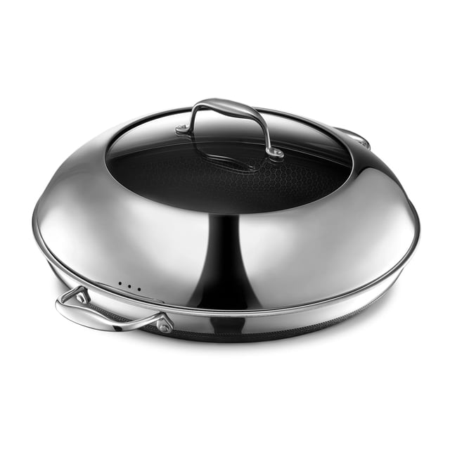 Sartén HexClad Hybrid antiadherente de 36 cm con tapa de acero