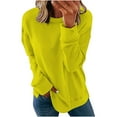 thumbnail image 3 of Aboser Crewneck Sweatshirts Women Comfort Fall Tops Casual Side Slit Pullover Solid Long Sleeve T Shirt Lightweight Loose Fit Shirts, 3 of 6