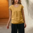 thumbnail image 2 of Vestidos Casuales Para Mujer, Blusas De Mujer De Moda Camiseta de lino holgada de manga corta sin mangas y hasta los hombros para mujer, 2 of 8