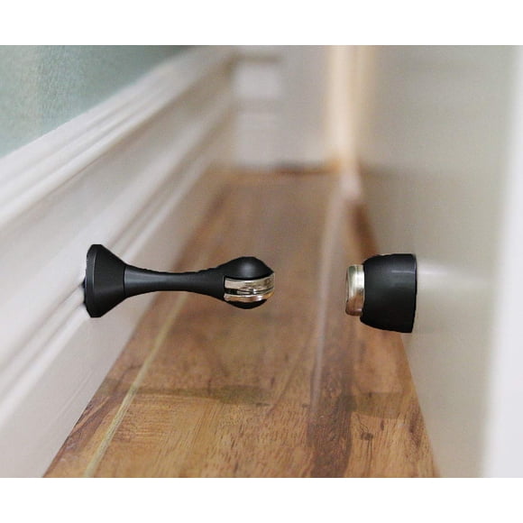 Tope Magnético para Puerta Safus Color Carbón Negro, Set de 2 piezas