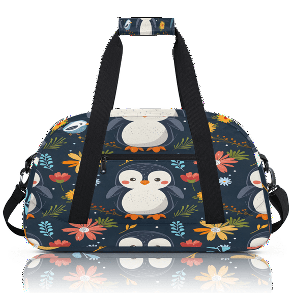 Herdesigns Penguin Sports Duffle Bag for Women & Men, Cute Gym Bag Dance Bag Overnight Bag Carry On Weekender Travel Bag