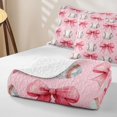 thumbnail image 4 of spefrowx Kawaii Baseball Print Quilt King for Girls, Pink Princess Bowknot King Coverlet Set, 3pcs, 4 of 7