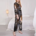 thumbnail image 3 of Lsque Wide Eyed Cartoon Cats Pattern Long Sleeve Pajama Set for Women - Soft 2-Piece Sleepwear and Loungewear Set with Pockets, Comfy Nightwear-XX-Large, 3 of 7