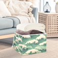thumbnail image 3 of Yayeee Collapsible Storage Bin with Lid Fabric Closet Decorative Basket with Handles, Green Wave Pattern, 3 of 7