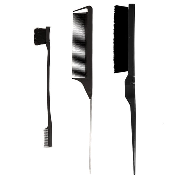 Cepillo para el borde del cabello juego de peine para peinar de 3 piezas para mujeres negro