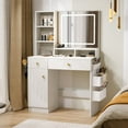 thumbnail image 6 of Oneinmil White Vanity Desk with Mirror and Lights, 3 Lighting Modes,Makeup Vanity Table Set with Charging Station and Storage, No Chair, 6 of 6