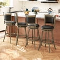 thumbnail image 5 of Costway Swivel Bar Stools with Solid Rubber Wood Frame Set of 2 for Kitchen Island Gray and Black, 5 of 9