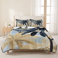 thumbnail image 3 of Full Quilt Set 78''x90'', Navy Blue Palm Trees Lightweight Bedspread Coverlet Set with 2 Pillow Shams, Vintage Summer Botanical Watercolor Breathable All Season Quilt Bedding for Bedroom/Guest Room, 3 of 9