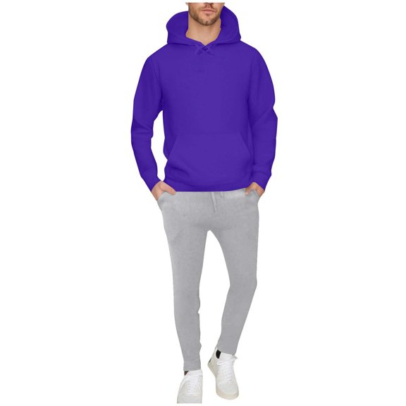 QQAMB Men Two Piece Matching Tracksuit Daily Outings Hoodie Pullover Sweatpant Baggy Workout Pockets Set