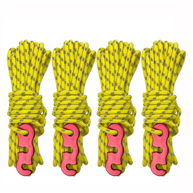 Greeniant Cuerda de tienda de 4 piezas, alambre de senderismo, suministros de Camping, estructura firme, accesorio de bricolaje, equipo de escalada carpas Amarillo Greeniant OD028537-02
