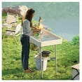 thumbnail image 2 of Folding Ice Cooler Table, 3.4ft Outdoor Drink Cooler Table with Drain & Shelf for Parties, Picnics, Camping, Tan, 2 of 9