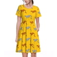 thumbnail image 1 of Balery Leopard Print Vestidos sueltos de manga corta para mujer, vestidos de verano 2025, vestidos casuales de corte A con vuelo., 1 of 6
