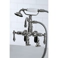 thumbnail image 3 of Kingston Brass CC6013T8 Vintage 3-3/8" Adjustable Center Deck-Mount Clawfoot Tub Faucet with Hand Shower, Brushed Nickel, 3 of 8