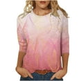 thumbnail image 2 of LADIGASU Womens Summer Tops 2024, Women's 3/4 Sleeves Blouse, Summer Casual Printed Round Neck T-shirt for Women, Gift for Mom for Mother's Day, 2 of 4