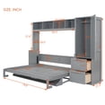 thumbnail image 5 of Full Size Murphy Bed with Closet and Drawers, Wall Bed with Built-in Top Shelf, Can Be Folded Into A Cabinet, for Guest Room Small Room, Space Saving & No Box Spring Needed, Gray, 5 of 8