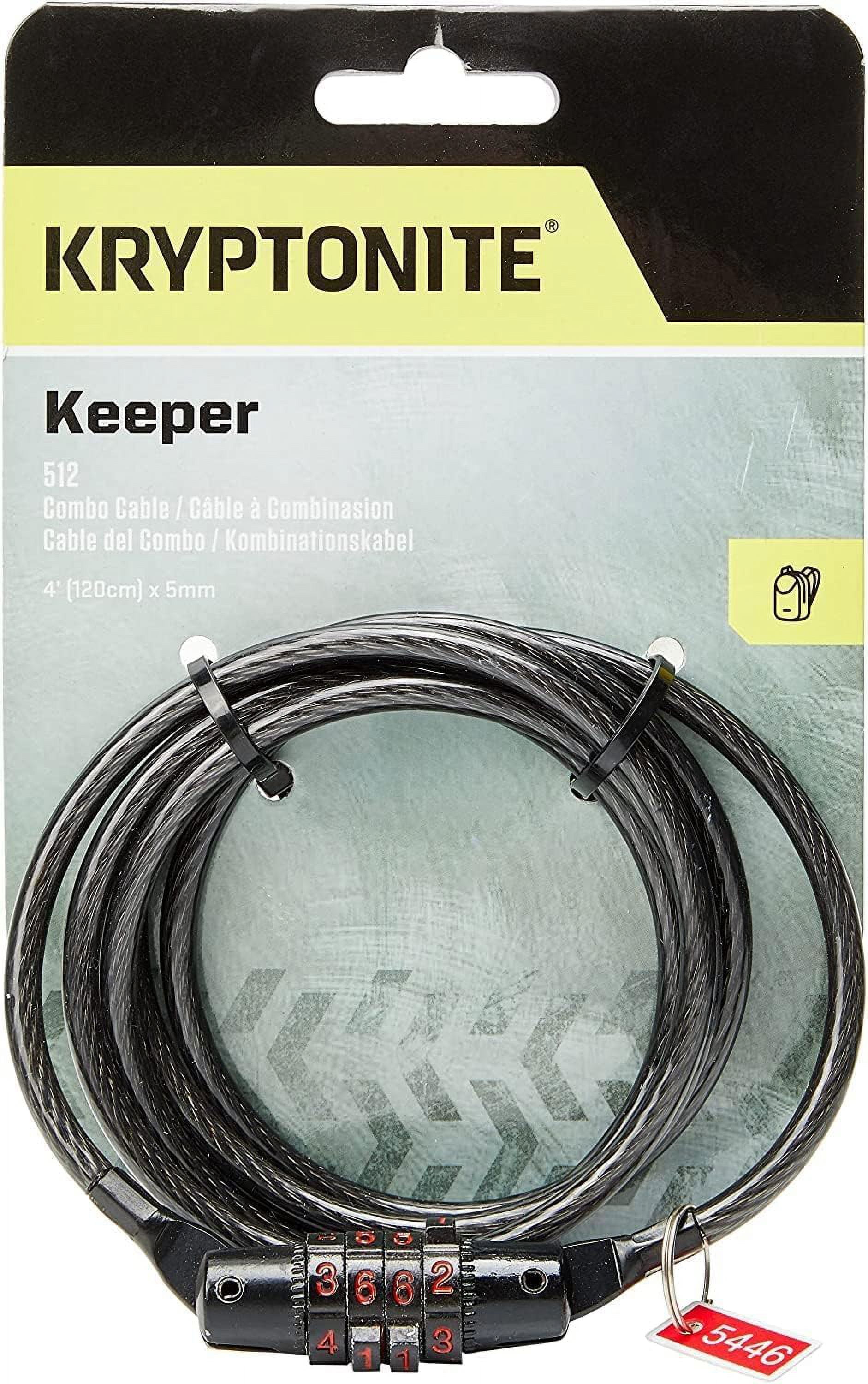 512 Combo Bike Lock, 4ft. x 5mm Braided Steel Cable Anti-Theft Security Cable Lock with 4-Digit Combination for Outdoor Equipment, , Scooters, Fence, Gate