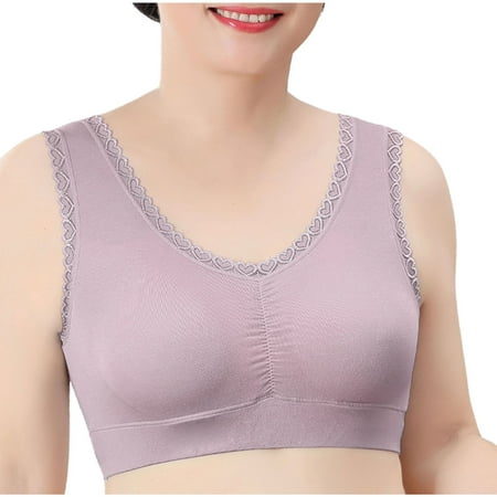Virmaxy Womens Wireless Bra Comfort Wirefree Comfort One Piece Gathering Breathable Tank Top Bra Underwire Bra