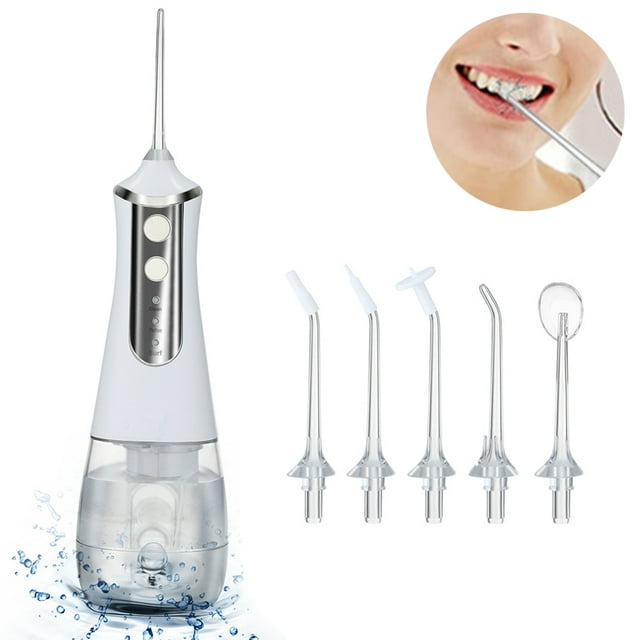 Cordless Water Flosser for Teeth Cleaner with 4 Modes and Tips and 300 ML Detachable Water Tank Tyep-C Rechargeable IPX7 Waterproof Oral Irrigator for Teeth Cleaning