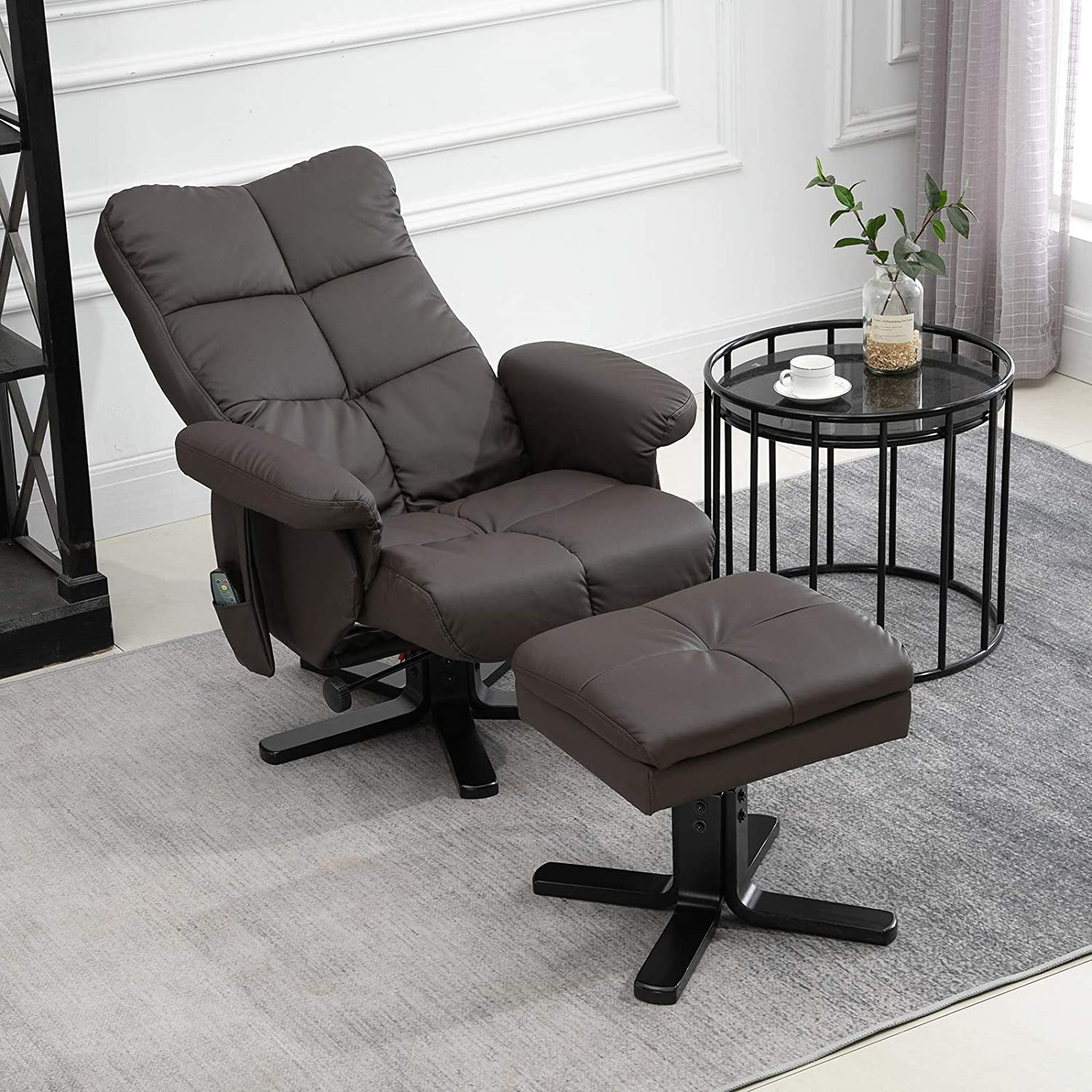 Black Bedroom Office Mecor Massage Recliner Chair W Ottoman Faux Leather Swivel Reclining Chair W Wood Base Accent Lounge Sofa Armchair W Storage Space Remote Control Heating For Living Room Furniture Home Kitchen Rapidinfrastrukturcom