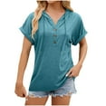 thumbnail image 1 of TSADFHJI Winter Tops for Women Plus Size Women's Spring/Summer Solid Color Hooded Button Loose T Shirt M Light Green, 1 of 3