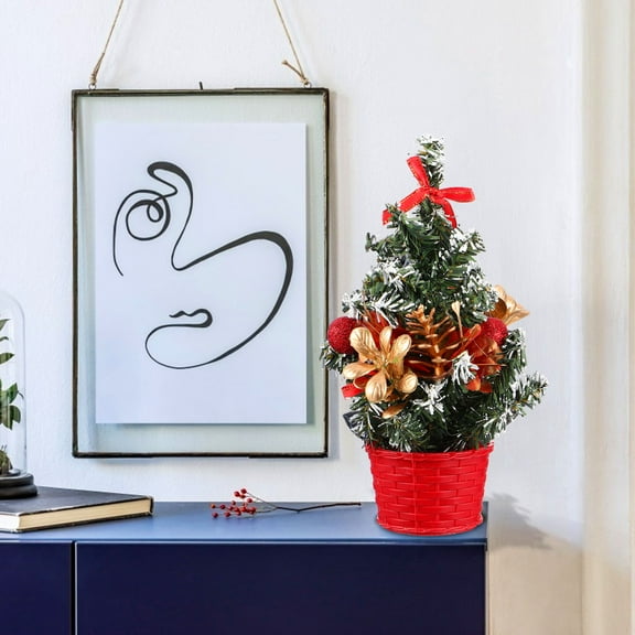 PTOOTP Christmas Center Piece Artificial Christmas Mini Tree Red Environment Friendly Pvc 1Pack