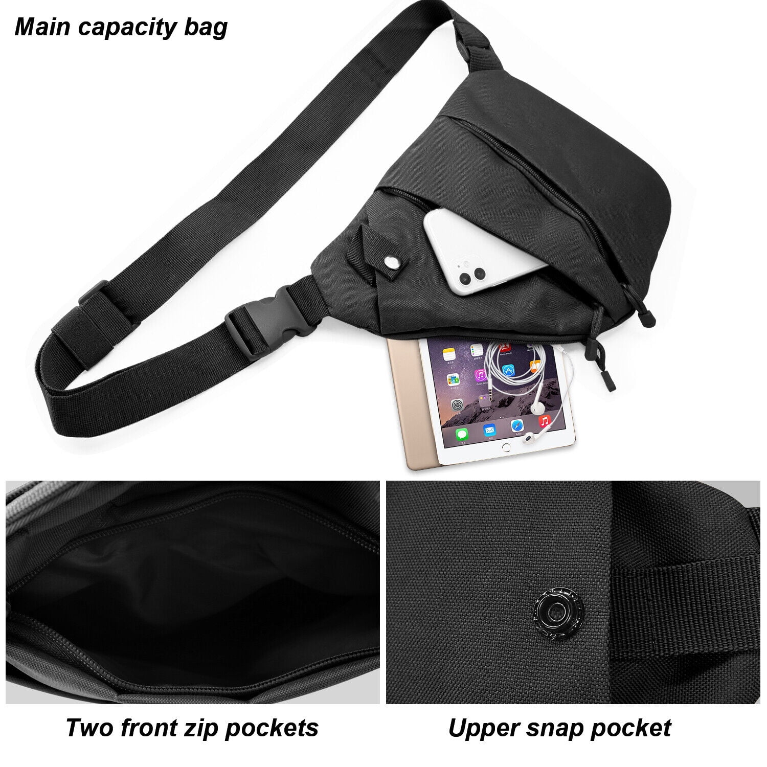 Men's Sling Chest Bag One Strap Nylon Travel Bag, Crossbody Shoulder Bag, Juzar Tapal Collection