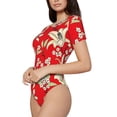 thumbnail image 2 of Balery Lilies Flowers Women's Short Sleevee Crew Neck Bodysuit Tops Short Sleeve Tops Basic-XX-Large, 2 of 9