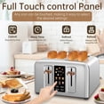 thumbnail image 4 of SEEDEEM tostador de 4 rebanadas, tostador de acero inoxidable y control táctil, visualización LCD, 6 tipos de pan, 7 ajustes de sombra, ranuras de 1.5 pulgadas de ancho, cancelar/descongelar, 4 of 5