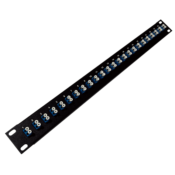 24 Port LC Fiber Patch Panel Singlemode (Blue Couplers) (Loaded 1u) 19"