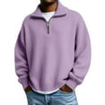 thumbnail image 2 of Quarter Zip Pullover Mock Neck Women's Sweaters Half Zip Sweater Long Sleeve Jumper Tops Collared Sweater Polo Sweatshirt Business Casual Fall Trendy Dressy Casual Pullover Light Violet 3XL, 2 of 9
