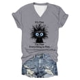 thumbnail image 5 of Trendfront Womens Funny Cat Graphic Tee Fashion V Neck Short Sleeve Tops Summer T Shirts Casual Slogan Print Weekend Relaxed Pullover Shirt, 5 of 5