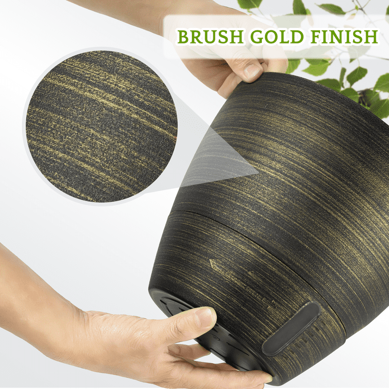 FIASON Self-Watering Planters, 10-Inch Teal Gold (2-Pack) photo 5