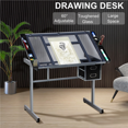 thumbnail image 3 of Yaheetech Adjustable Drafting Drawing Craft Table w/Storage Drawers,Silver, 3 of 10