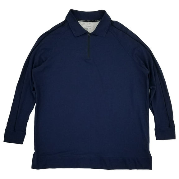 Shaquille O'Neal XLG Mens Big & Tall Navy Blue Long Sleeve Zip Polo Shirt 4XL