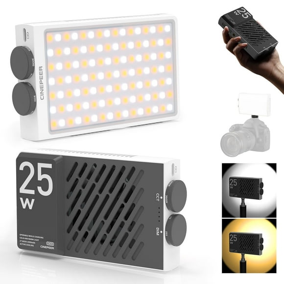 ZHIYUN CINEPEER CM25 25W LED Video Light, Pocket-Sized Mini Portable Photography Light on Camera, Dimmable 2700K-6200K•CRI≥96
