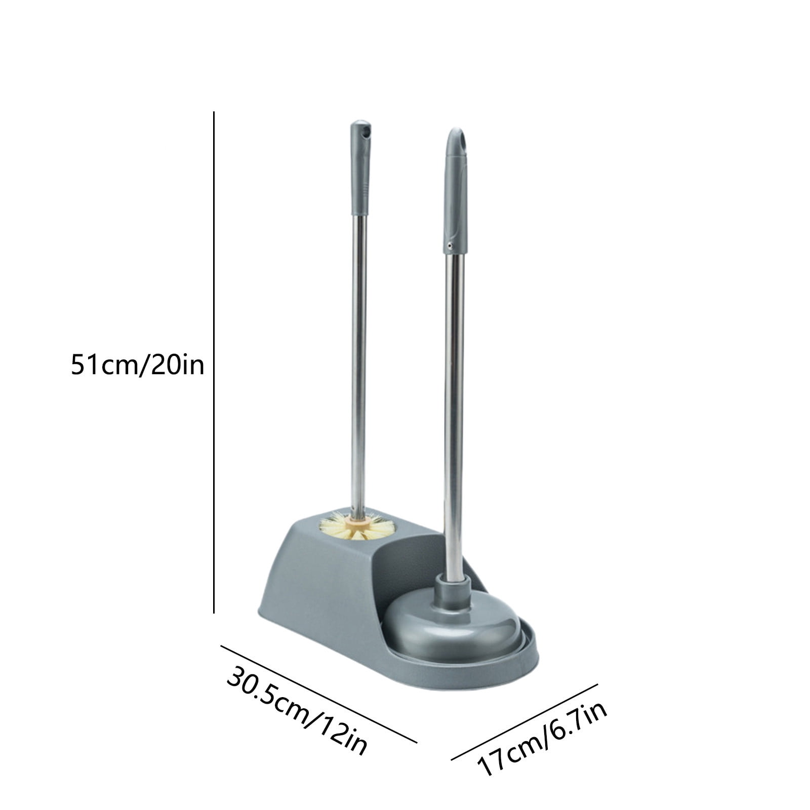 EARKITY Toilet Plunger and Brush, Bowl Brush and Heavy Duty Toilet Plunger Set with Holder, 2-in-1 Bathroom Cleaning Combo with Modern Caddy Stand, Toilet Cleaner Brush for Bathroom