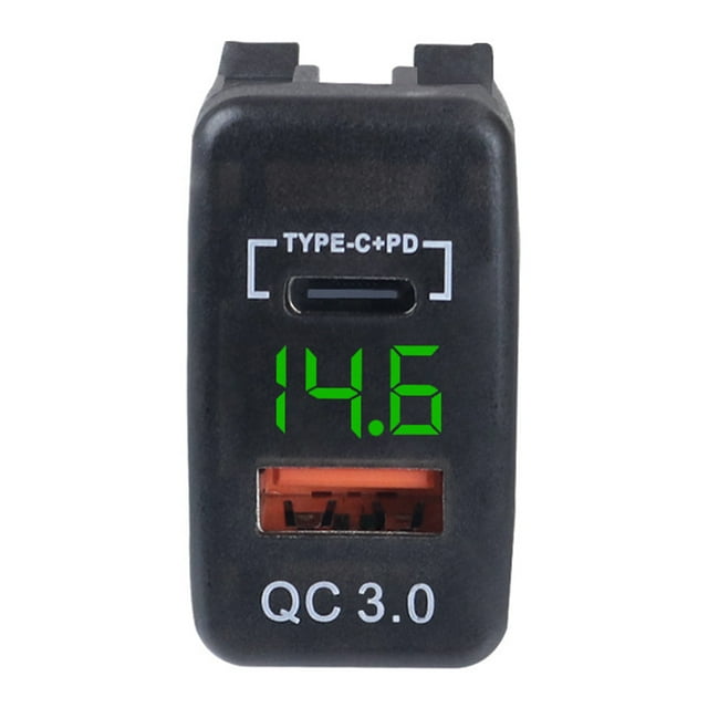 PD Type C/QC 3.0 Dual USB Car Socket Charger 12-24V Voltmeter LED Car Power Adapter Charger for Toyota Accessories Car Charger
