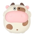 thumbnail image 2 of Mini ventilador de cuello colgante, ventilador de collar con forma de vaca de dibujos animados, recargable por USB, sin aspas, con cordón ajustable para exteriores, color beige, 2 of 12