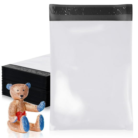 White Poly Mailers Envelopes, 14.5 x 19 Inches. Pack of 500 Plastic Shipping Bags for Clothes, 2.0 Mil. Stretchy Shipping Envelopes for Clothing. Waterproof Mailers Poly Bags with Self-Seal