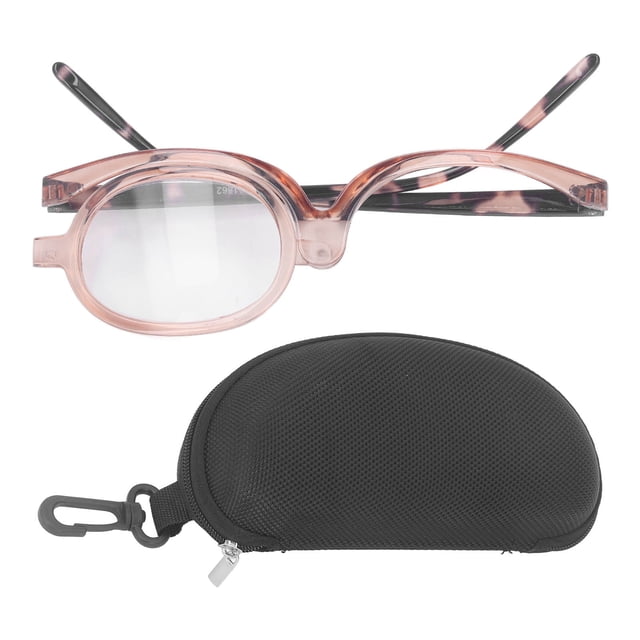 Lector de maquillaje, lentes que giran amigables con la piel, gafas de maquillaje con aumento, gafas con caja transparente organge +1,50