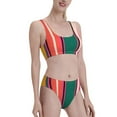 thumbnail image 2 of Daiia Vertical Stripes printed 2 piece Swimsuit Bikinis for Women High Waisted Racerback Bathing Suits Summer Tummy Control Scoop Neck Swimwear-X-Large, 2 of 8