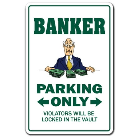 BANKER Decal parking Decals money loan officer morte bank teller | Indoor/Outdoor | 5