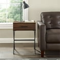 thumbnail image 4 of Brin 18" X-Leg 1-Drawer Metal and Wood End Table in Dark Walnut, 4 of 5