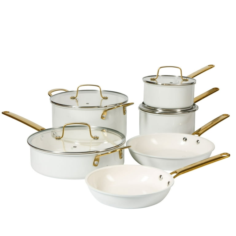 Martha Stewart Everyday Emmie 10-Piece Cookware Set, Linen photo 1