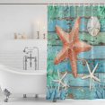 thumbnail image 2 of Shower Curtain Bathroom Set Orange Starfish Summer Ocean Waterproof Fabric Shower Curtains with Grommets&Hooks, Farmhouse Retro Plank Privacy Bath Curtain for Bathtub 48x72in, 2 of 9