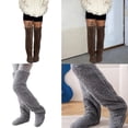 thumbnail image 2 of Thigh High Boot Socks Warm Over Knee High Fuzzy Socks Plush Slipper Stockings, 2 of 17